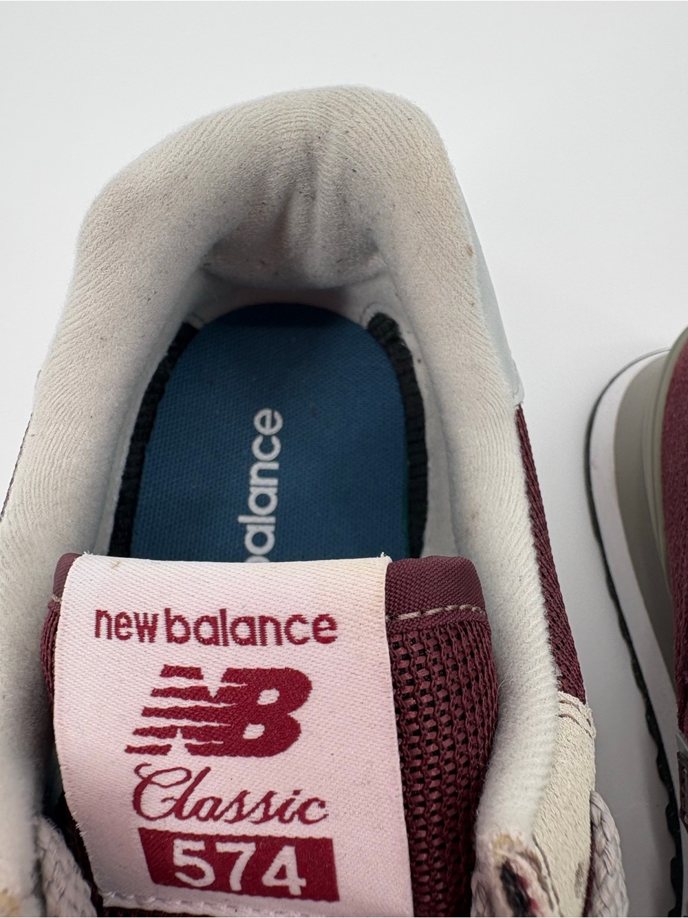 New Balance 574 Classic ML574EVM Burgundy Suede Mesh Sneakers Men’s 8.5 Women’s - Picture 7 of 12
